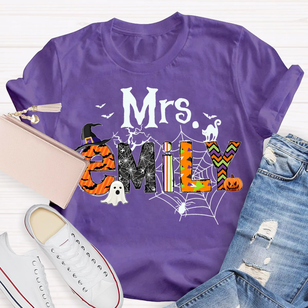 Personalized Name Funny Little Ghosts And Colorful Fonts Halloween T-shirt