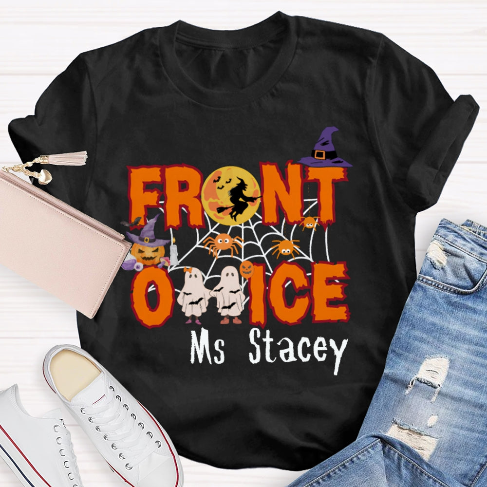 Personalized Name Front Office Cute Little Ghost Halloween T-shirt