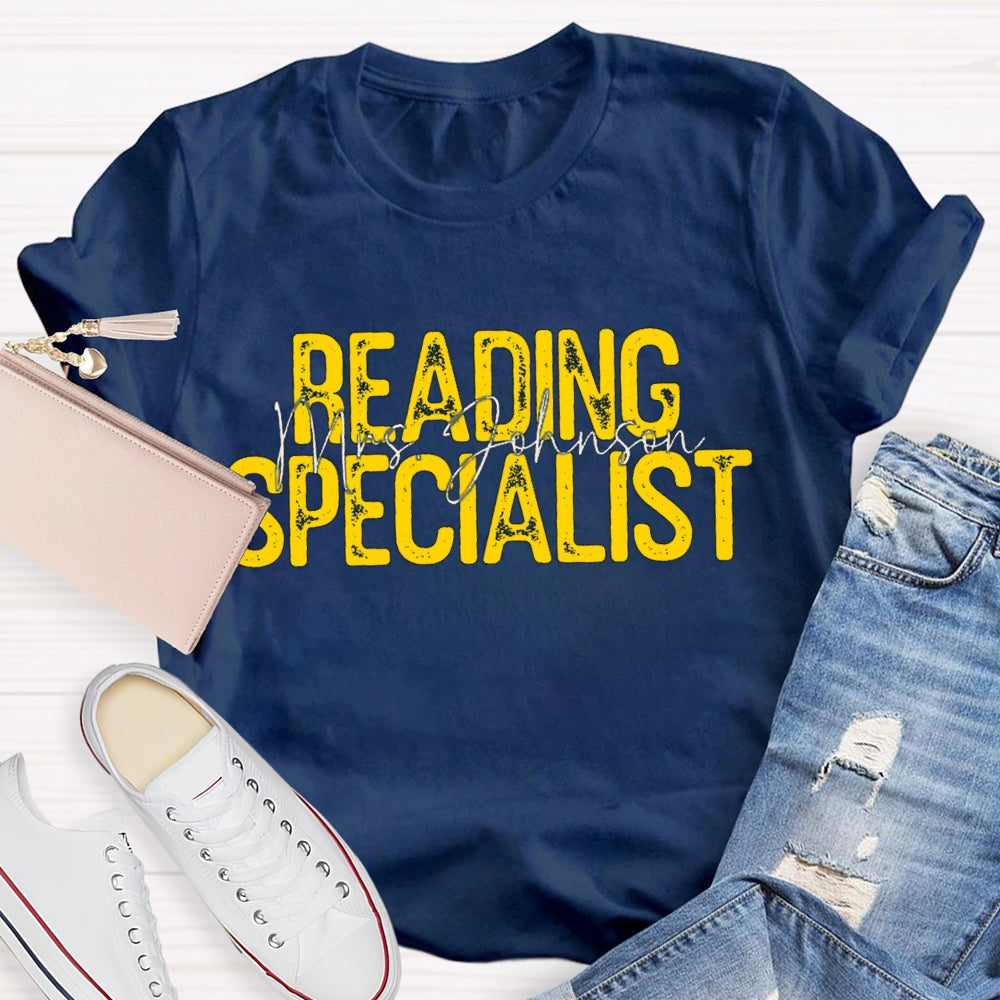Personalized Name Reading Specialist T-shirt