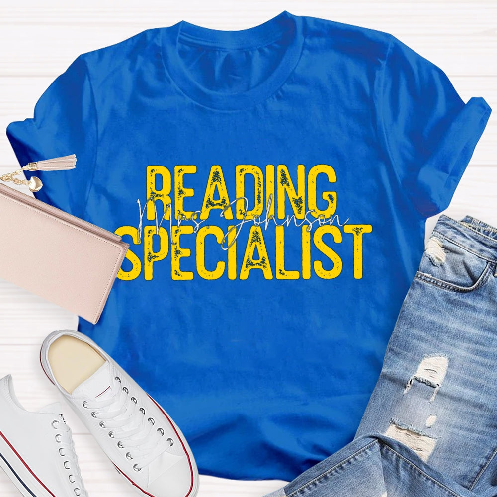 Personalized Name Reading Specialist T-shirt
