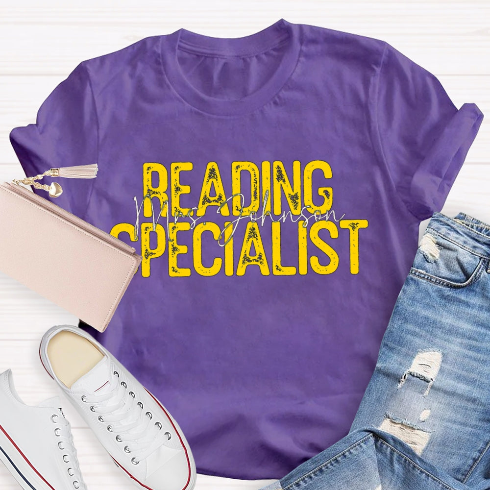 Personalized Name Reading Specialist T-shirt