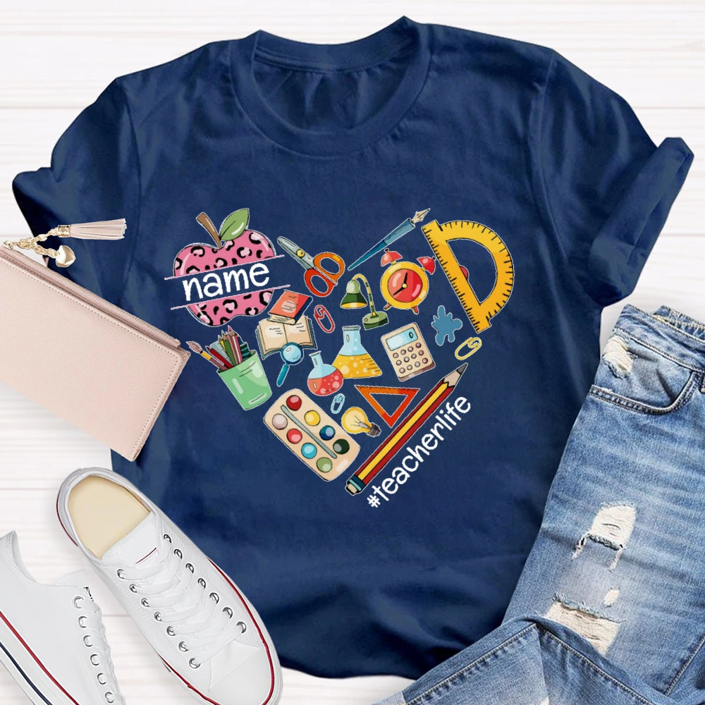 Personalized Name Teacher Life Love Funny T-shirt