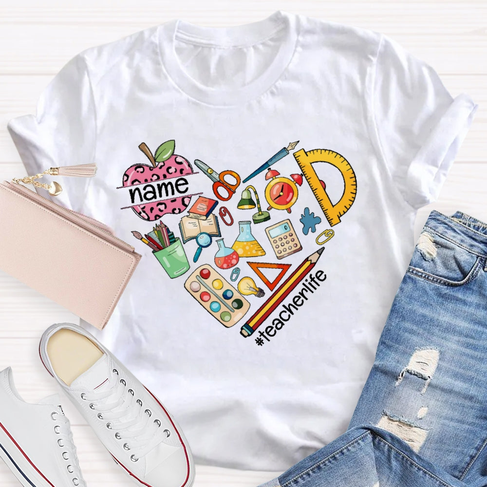Personalized Name Teacher Life Love Funny T-shirt