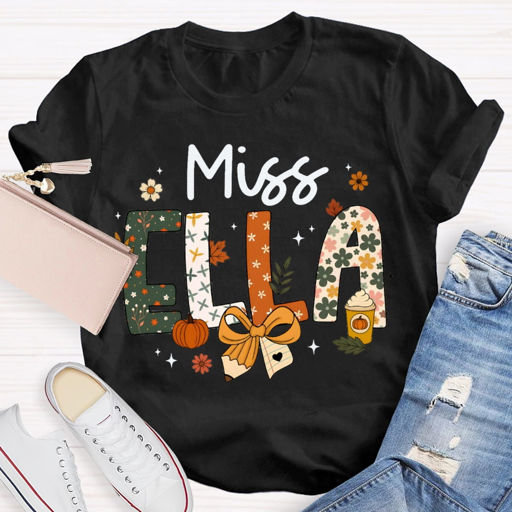 Personalized Name Pumpkin Milk Tea Funny Halloween T-shirt