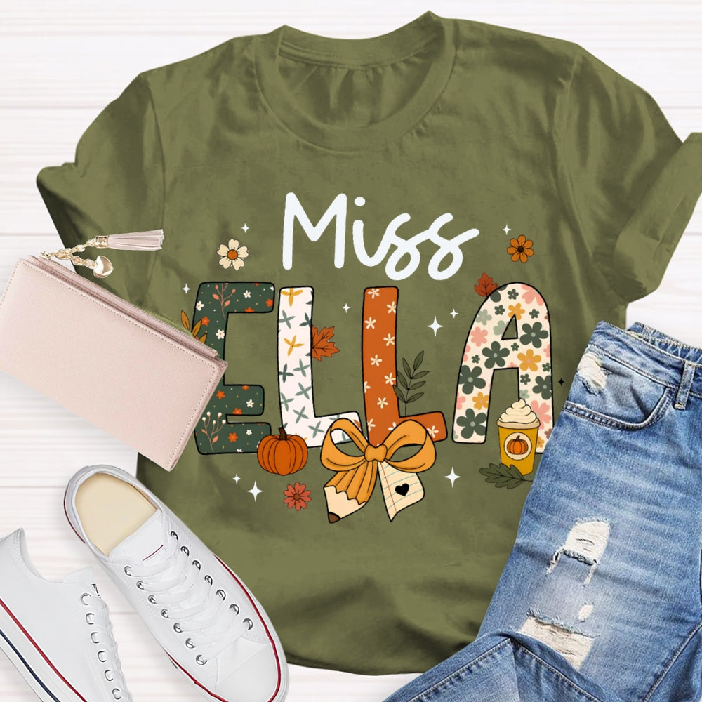 Personalized Name Pumpkin Milk Tea Funny Halloween T-shirt