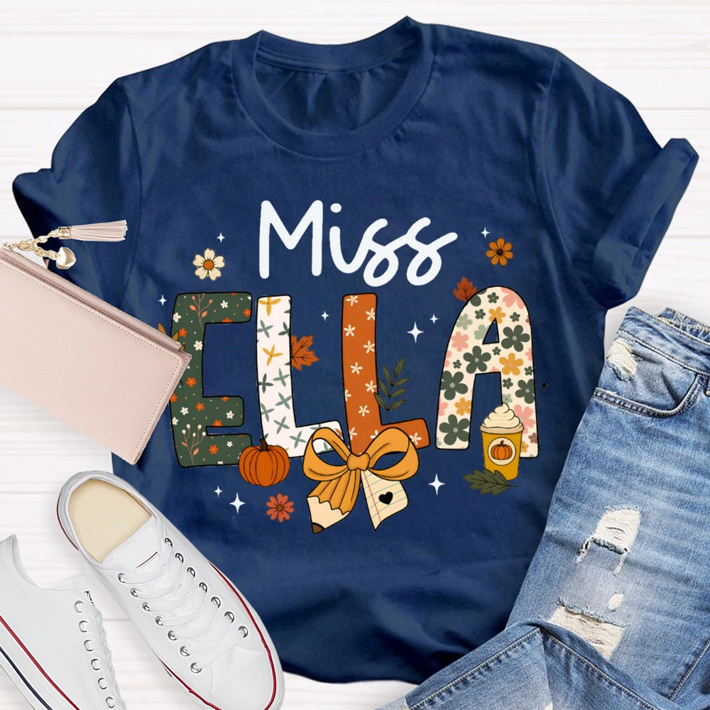Personalized Name Pumpkin Milk Tea Funny Halloween T-shirt