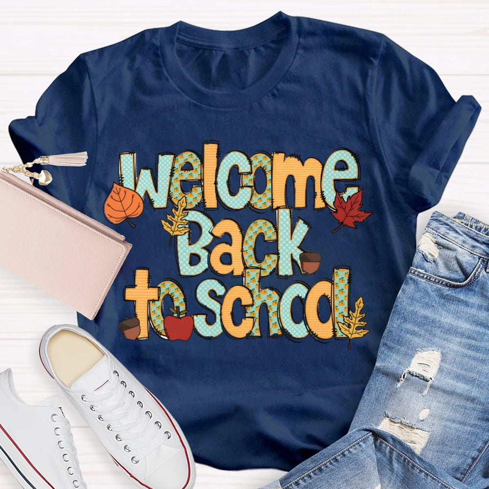 Welcome Back To School Maple Leaf Halloween Teacher T-shirt