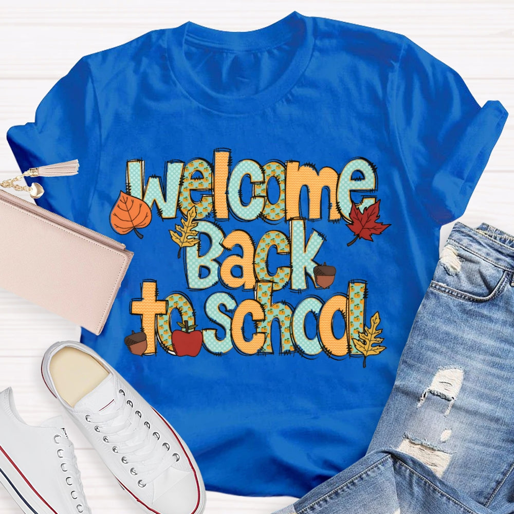 Welcome Back To School Maple Leaf Halloween Teacher T-shirt