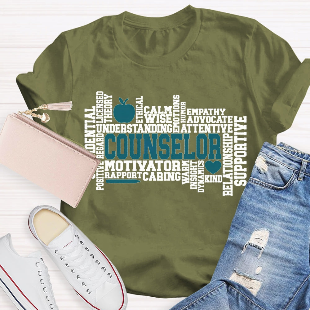Counselor Motivator Understanding Calm Wise Supportive T-shirt