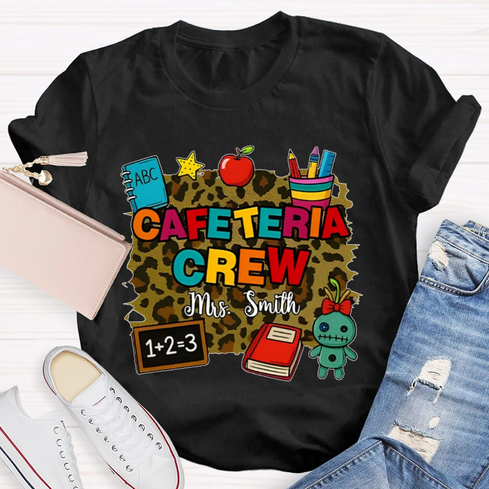 Personalized Name Cafeteria Crew Leopard Print T-shirt