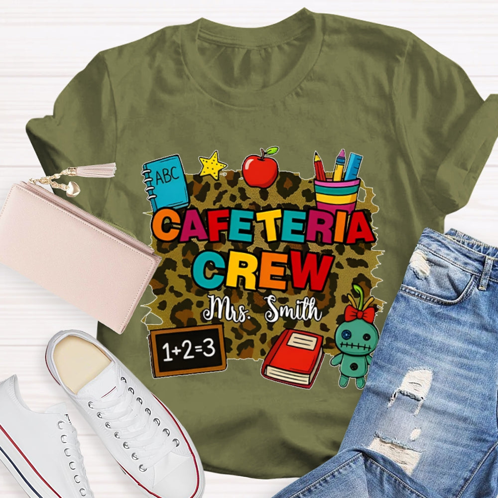 Personalized Name Cafeteria Crew Leopard Print T-shirt