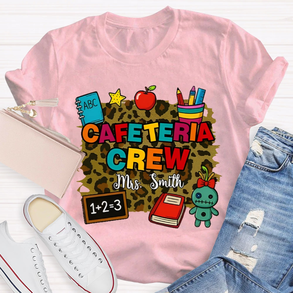 Personalized Name Cafeteria Crew Leopard Print T-shirt