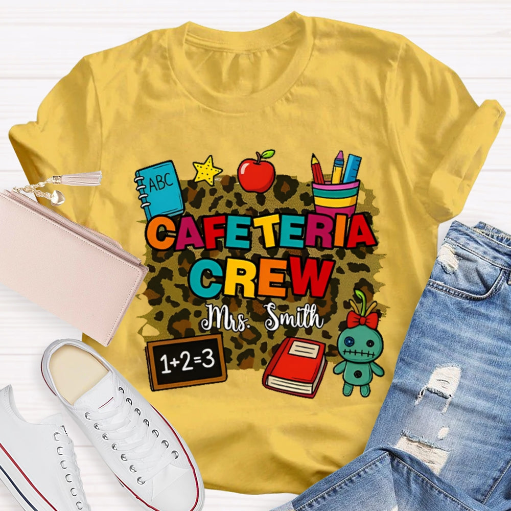 Personalized Name Cafeteria Crew Leopard Print T-shirt
