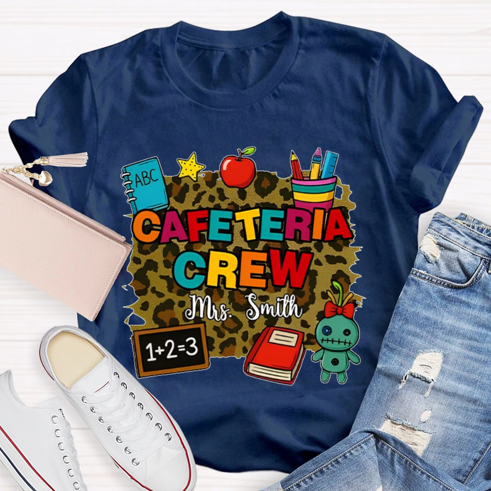 Personalized Name Cafeteria Crew Leopard Print T-shirt