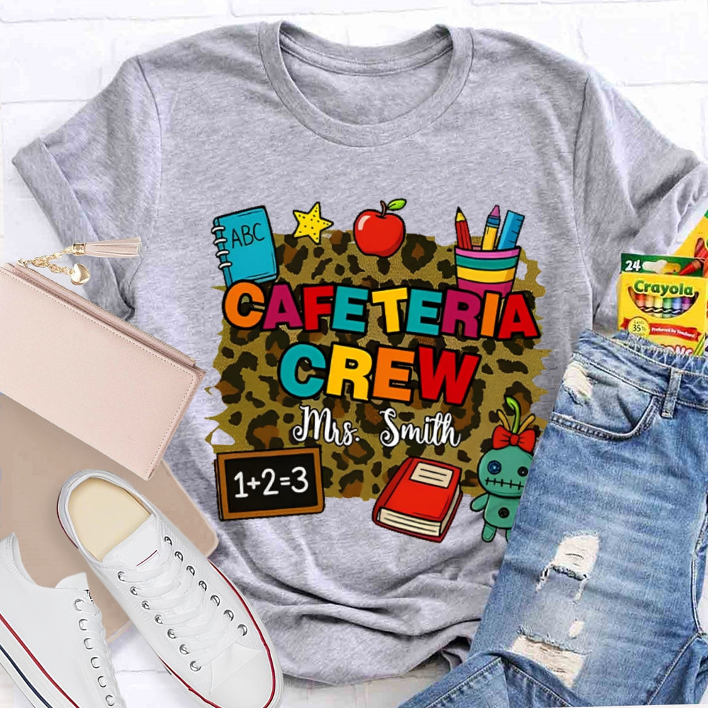 Personalized Name Cafeteria Crew Leopard Print T-shirt