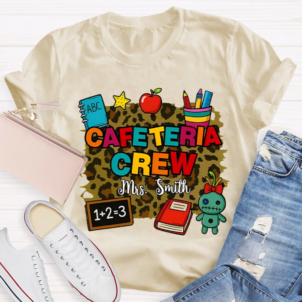 Personalized Name Cafeteria Crew Leopard Print T-shirt