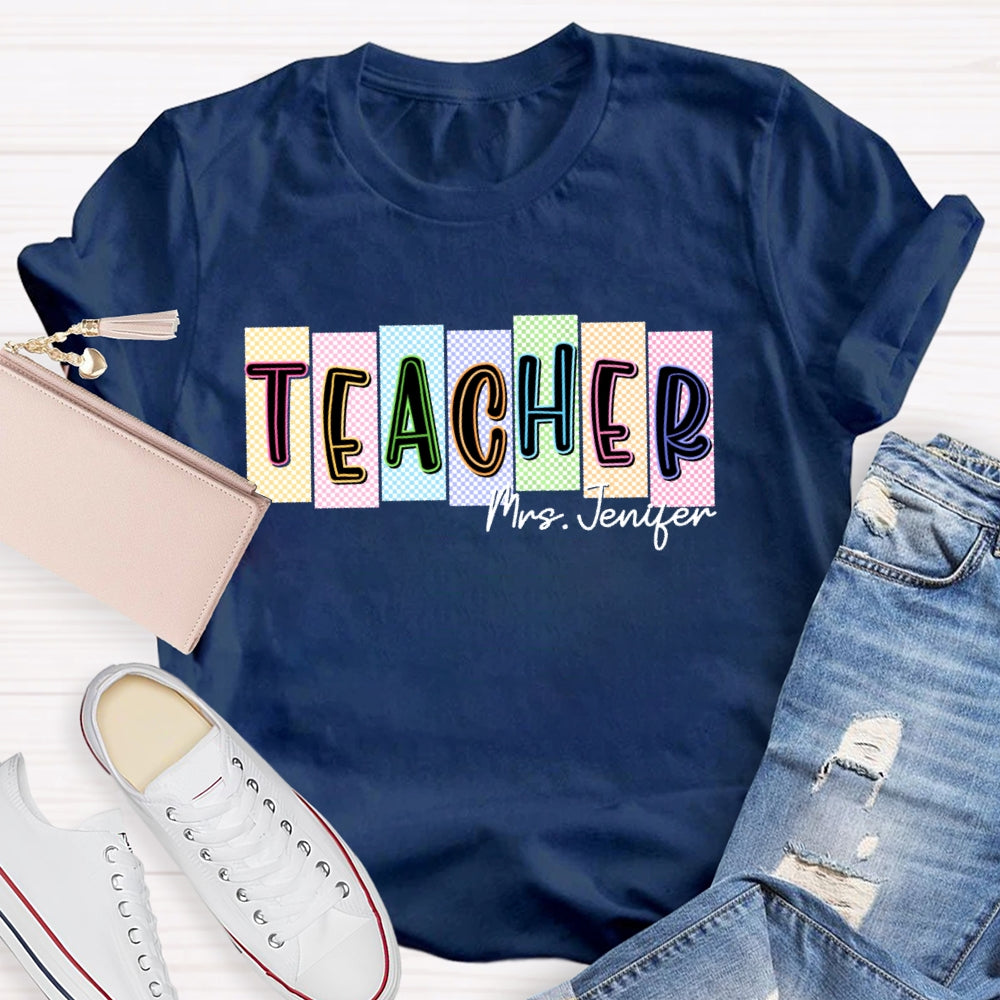 Personalized Name Teachers Back To School Funny Lattice T-shirt