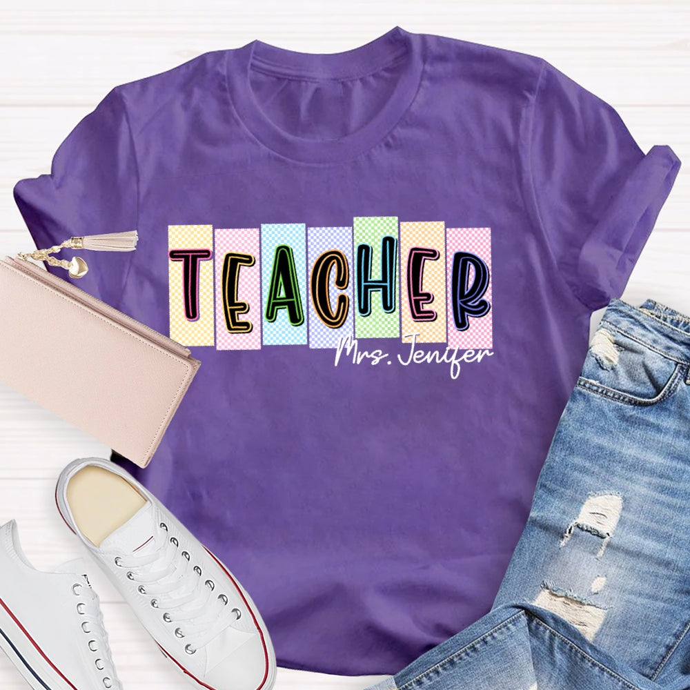 Personalized Name Teachers Back To School Funny Lattice T-shirt