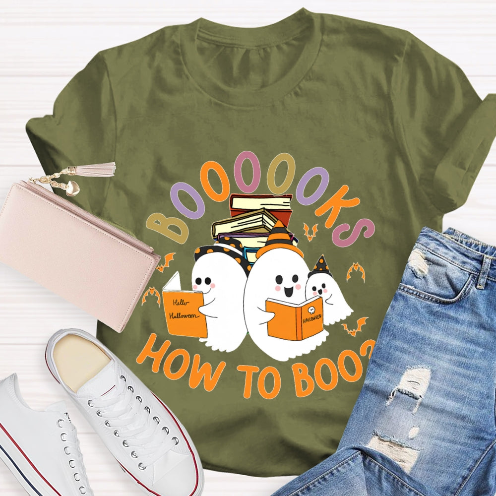 How To Boo Books Ghost Book Halloween T-shirt