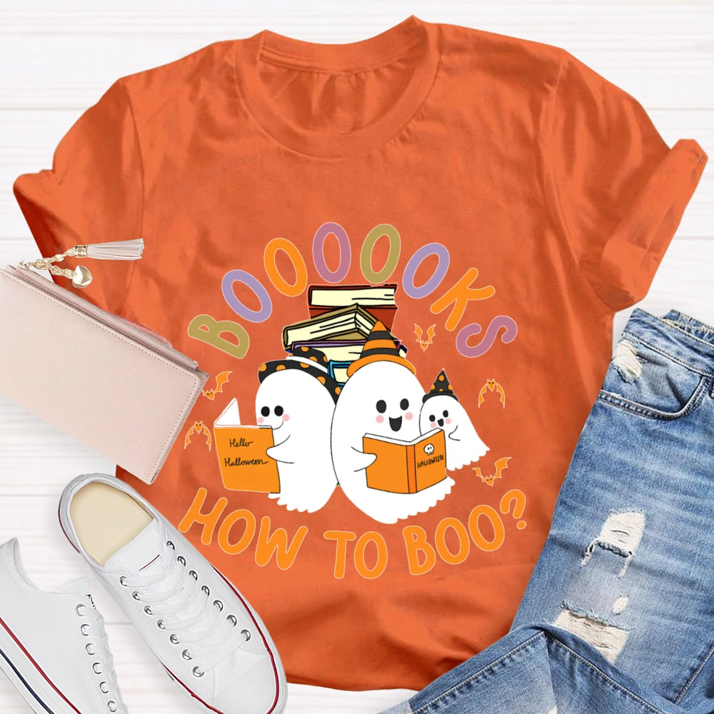 How To Boo Books Ghost Book Halloween T-shirt