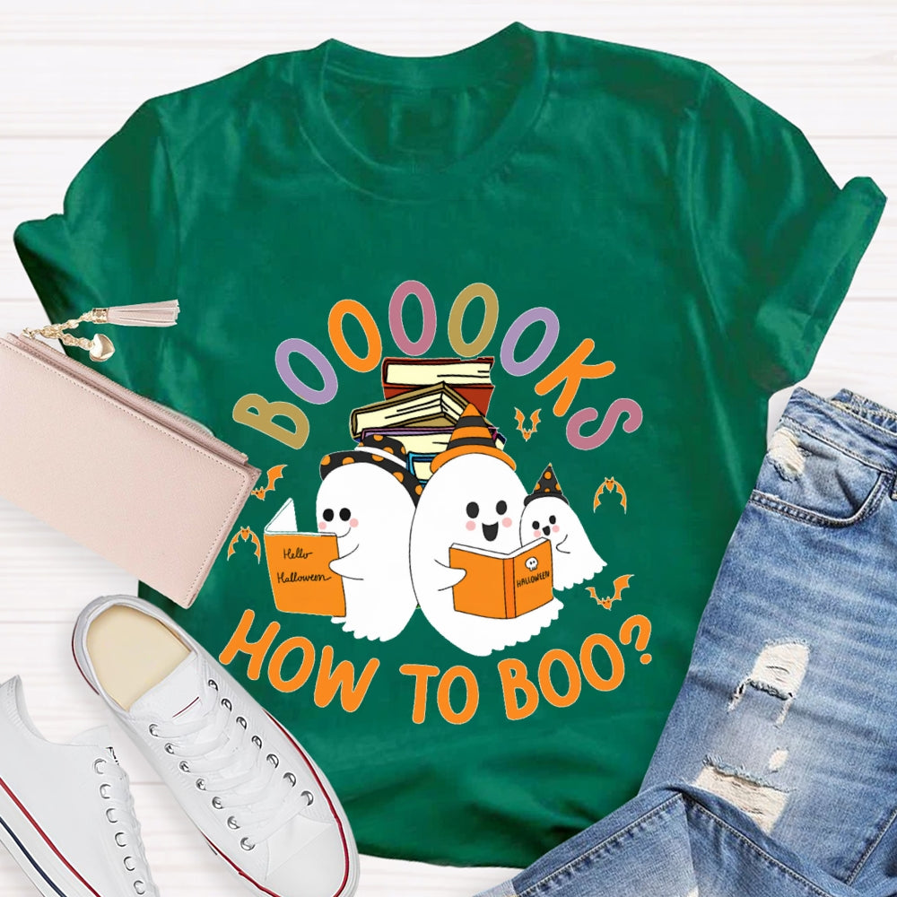 How To Boo Books Ghost Book Halloween T-shirt