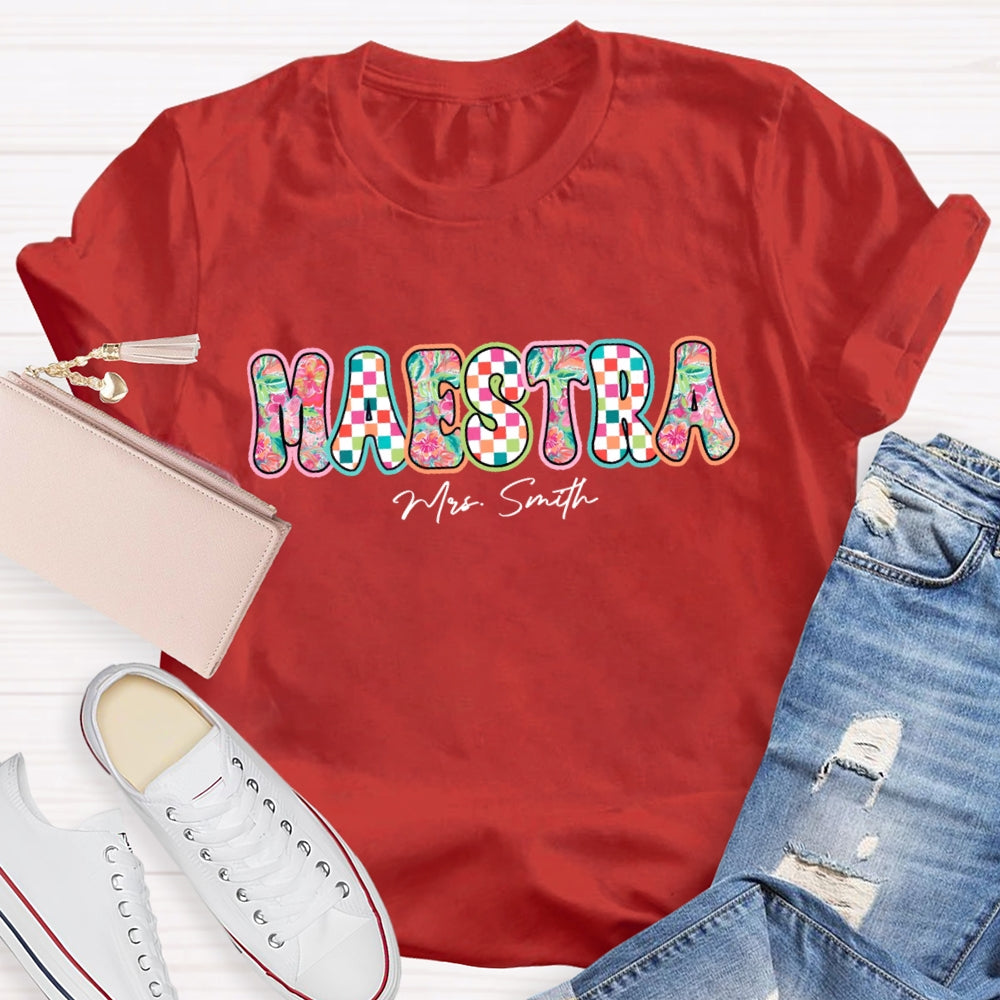 Personalized Name  Maestra Colorful Letters Spanish Teacher T-shirt