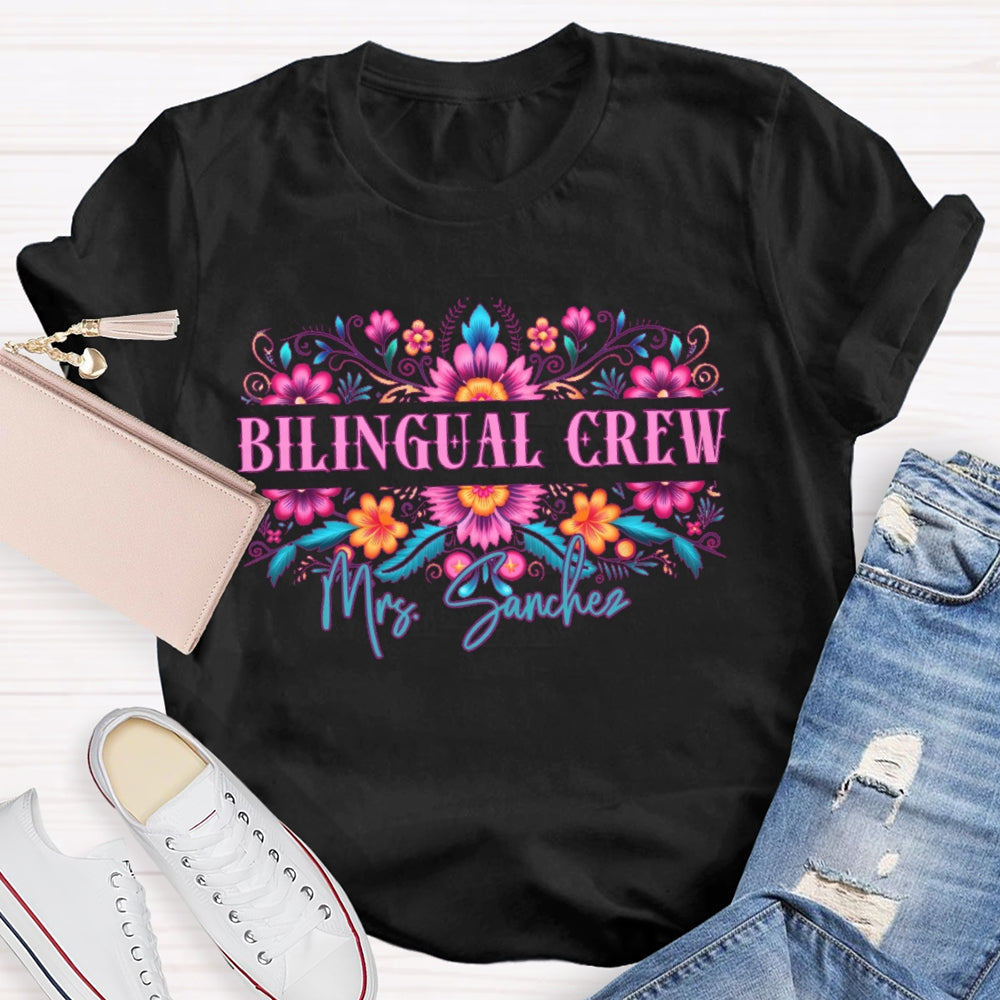 Personalized Name  Bilingual Crew Funny T-shirt