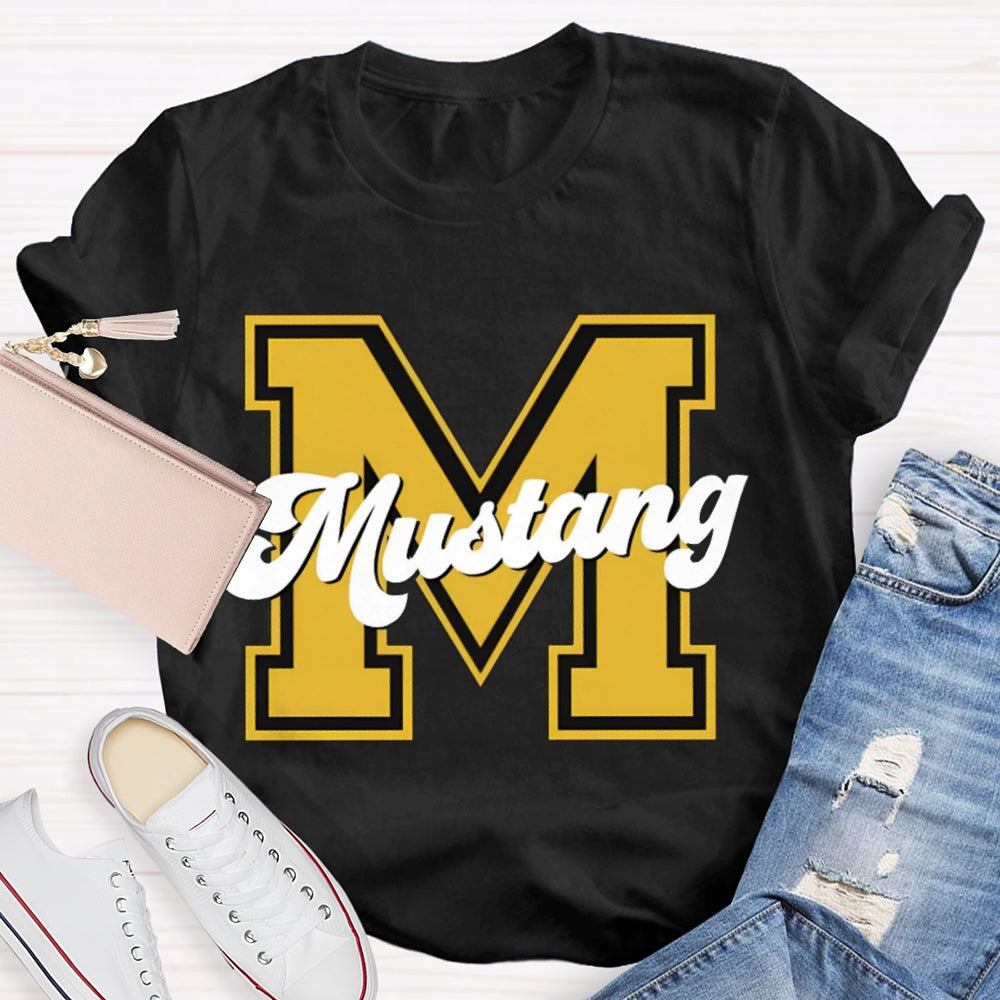 Personalized School Mascot M Is For Mustang T-shirt