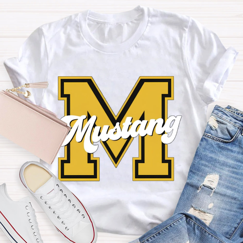 Personalized School Mascot M Is For Mustang T-shirt
