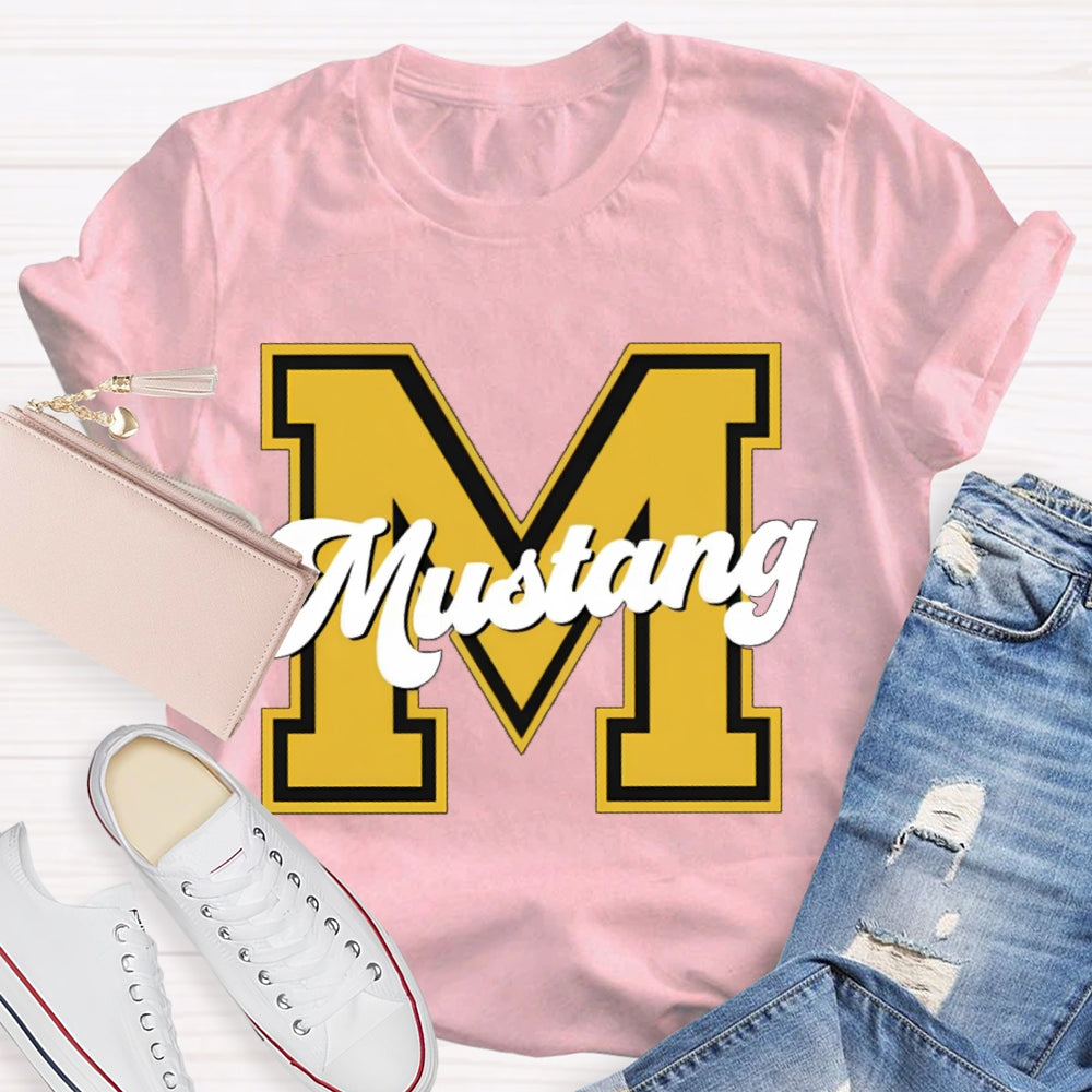 Personalized School Mascot M Is For Mustang T-shirt