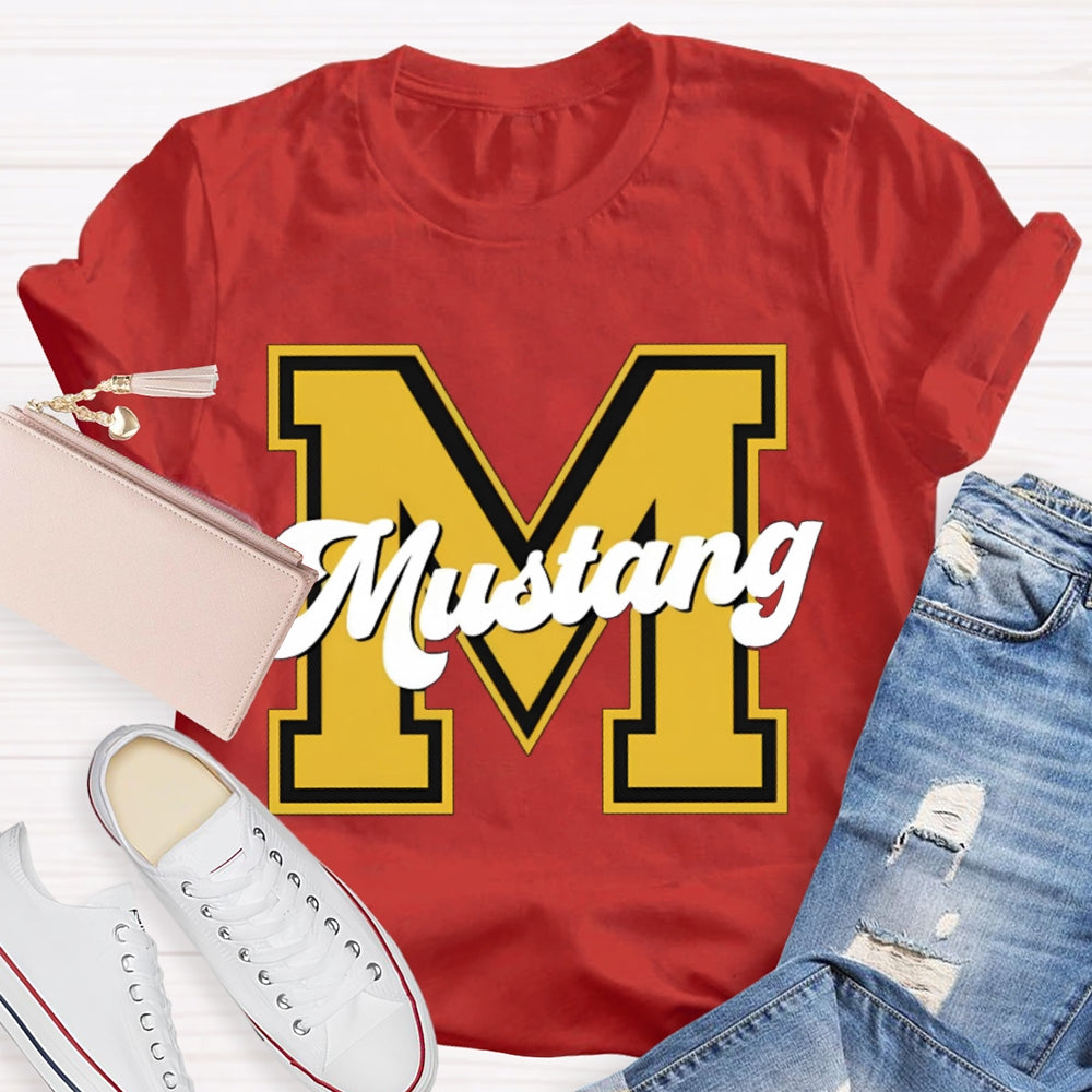Personalized School Mascot M Is For Mustang T-shirt