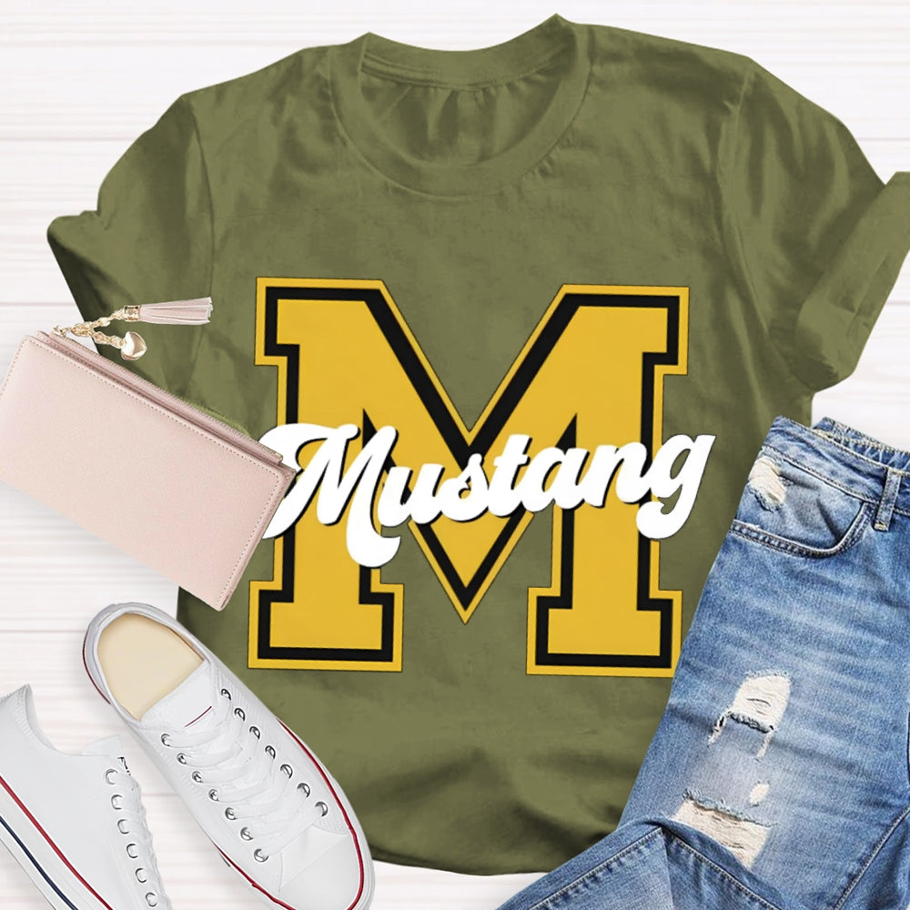 Personalized School Mascot M Is For Mustang T-shirt