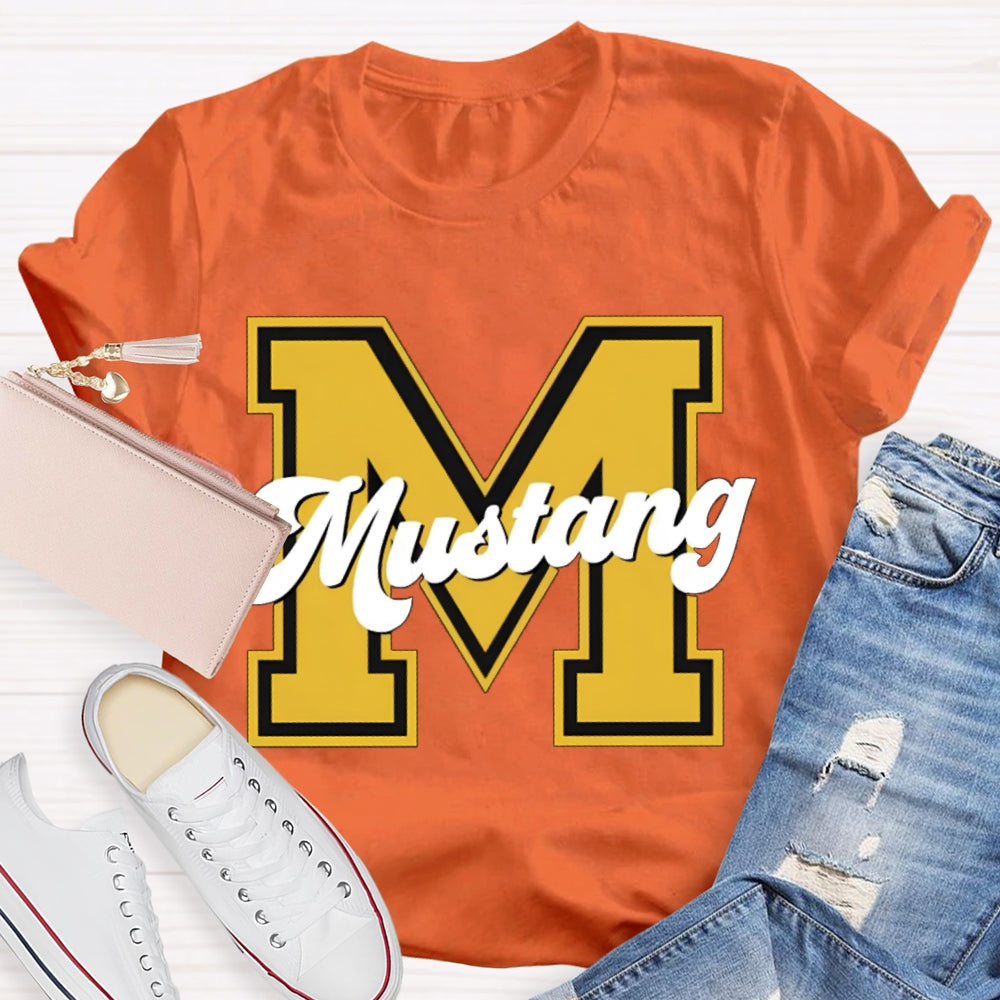 Personalized School Mascot M Is For Mustang T-shirt