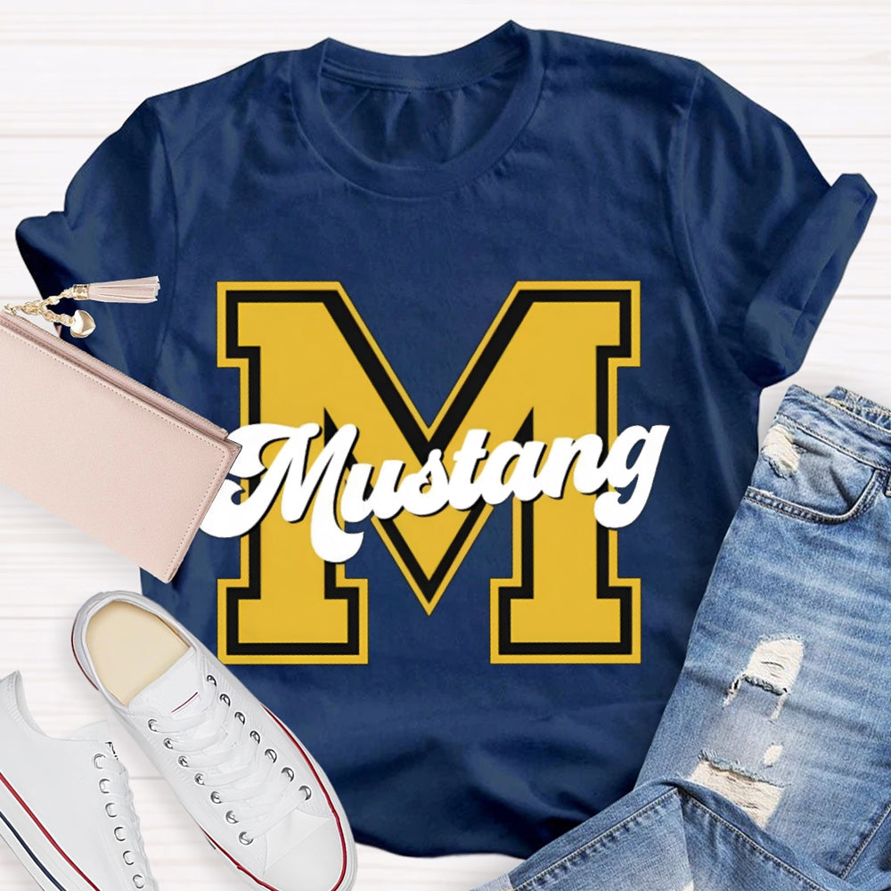Personalized School Mascot M Is For Mustang T-shirt