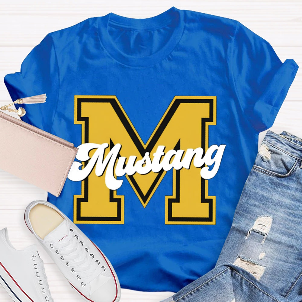 Personalized School Mascot M Is For Mustang T-shirt