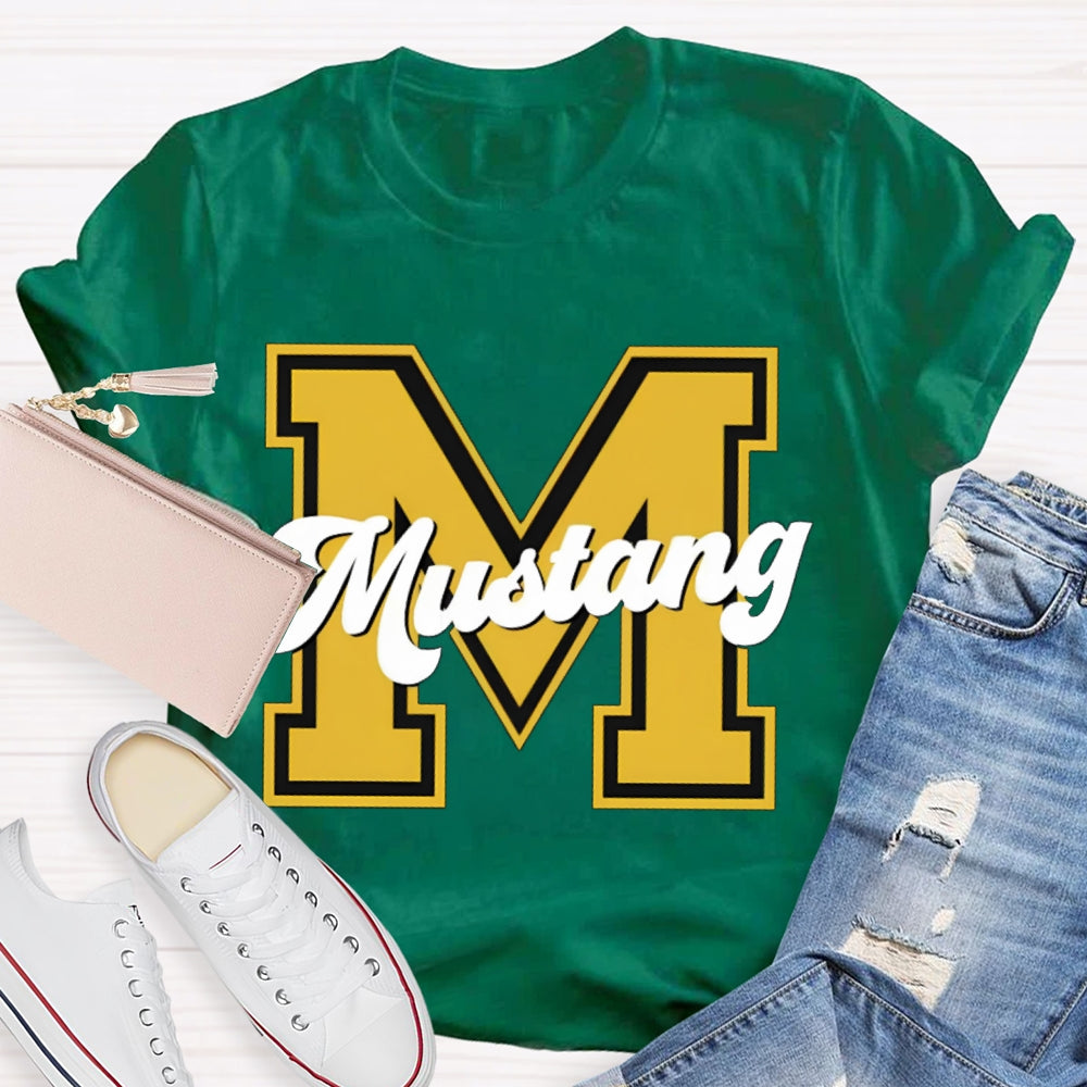 Personalized School Mascot M Is For Mustang T-shirt