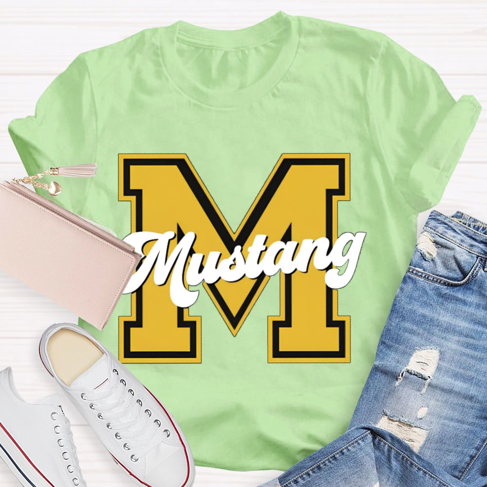 Personalized School Mascot M Is For Mustang T-shirt