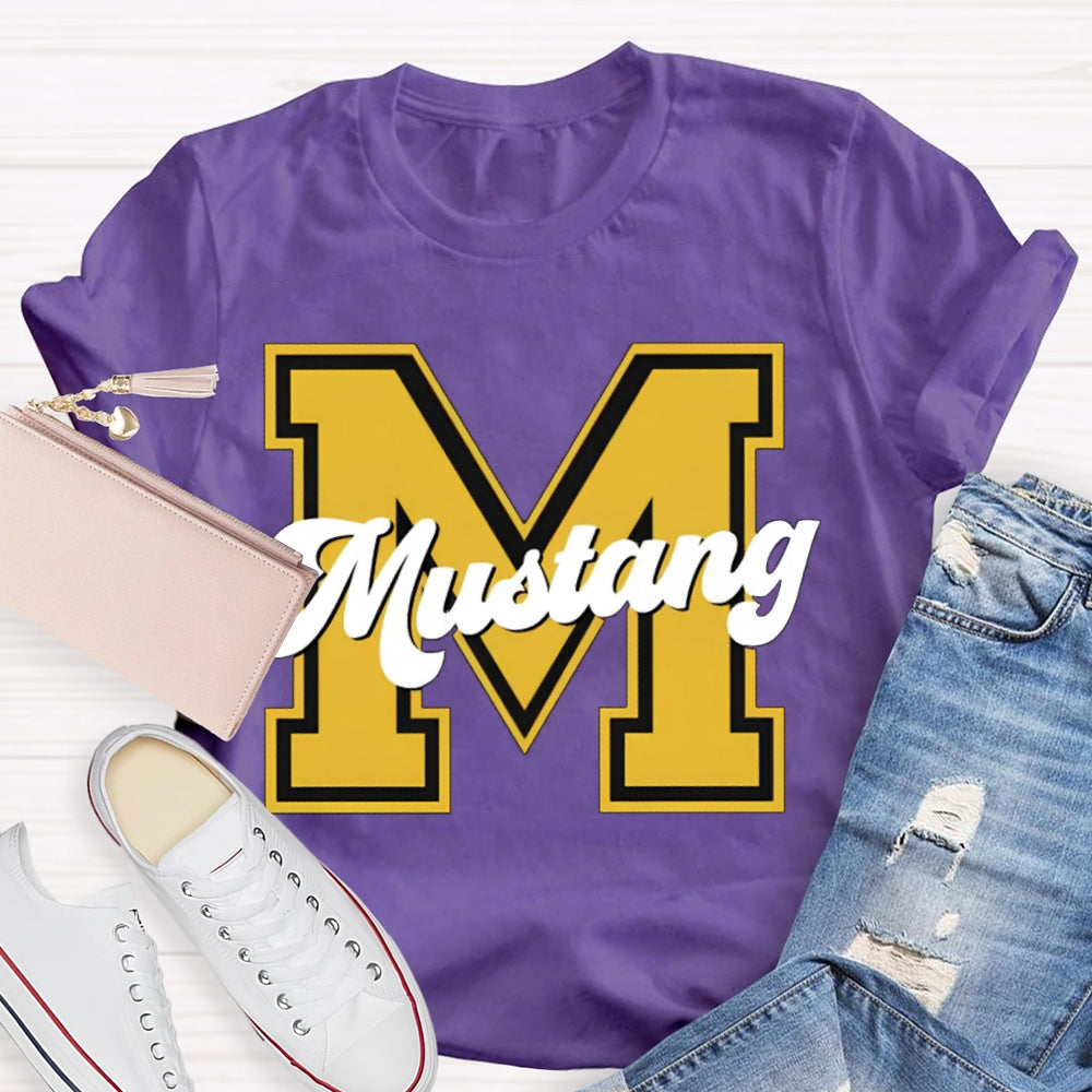 Personalized School Mascot M Is For Mustang T-shirt