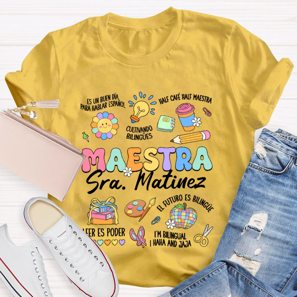 Personalized Name  Maestra Colorful Pattern T-shirt