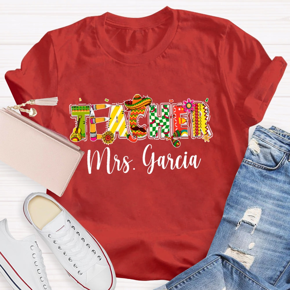 Personalized Name Teacher  Cute Letters Back To School T-shirt