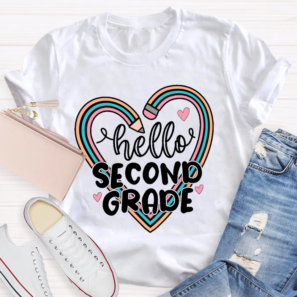 Personalized Grade Hello Second Grade  Funny T-shirt