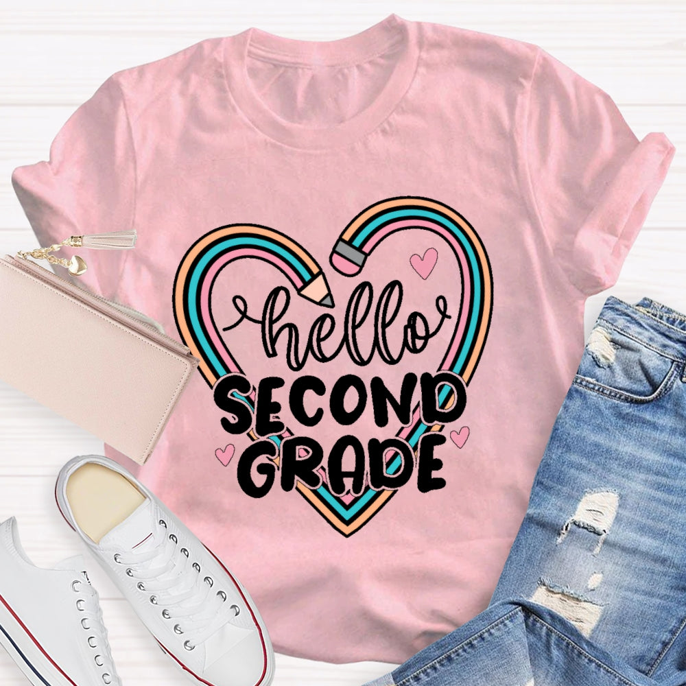 Personalized Grade Hello Second Grade  Funny T-shirt