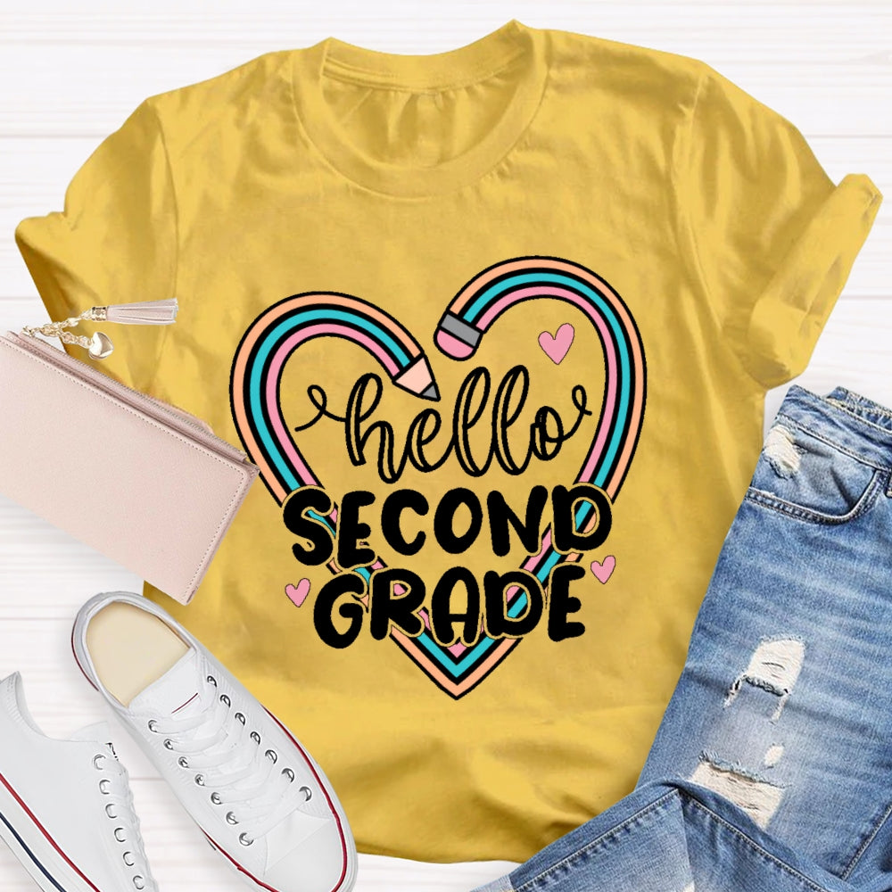 Personalized Grade Hello Second Grade  Funny T-shirt
