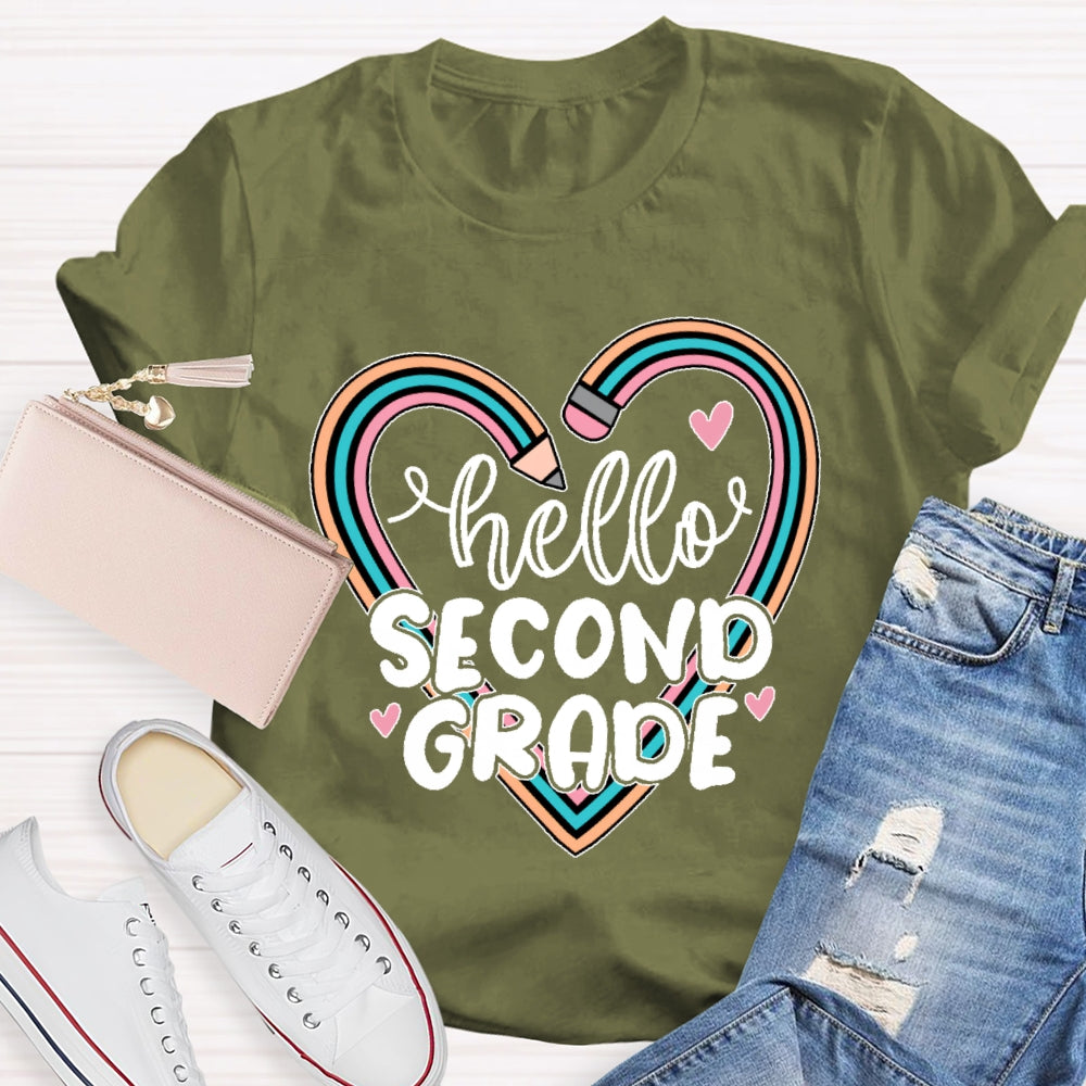 Personalized Grade Hello Second Grade  Funny T-shirt