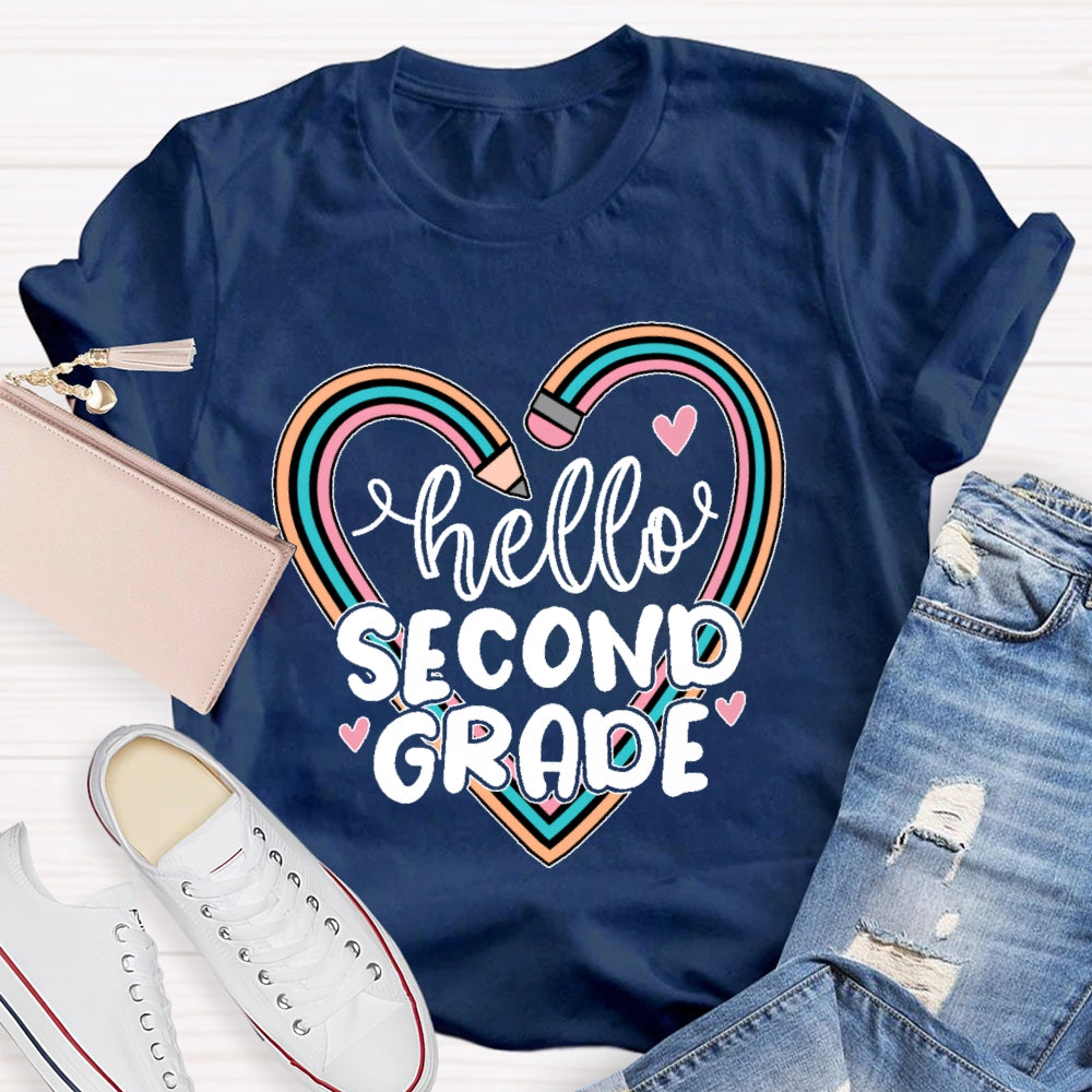 Personalized Grade Hello Second Grade  Funny T-shirt