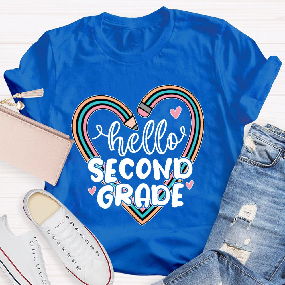 Personalized Grade Hello Second Grade  Funny T-shirt