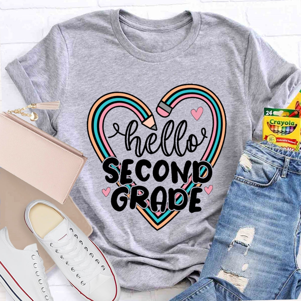 Personalized Grade Hello Second Grade  Funny T-shirt