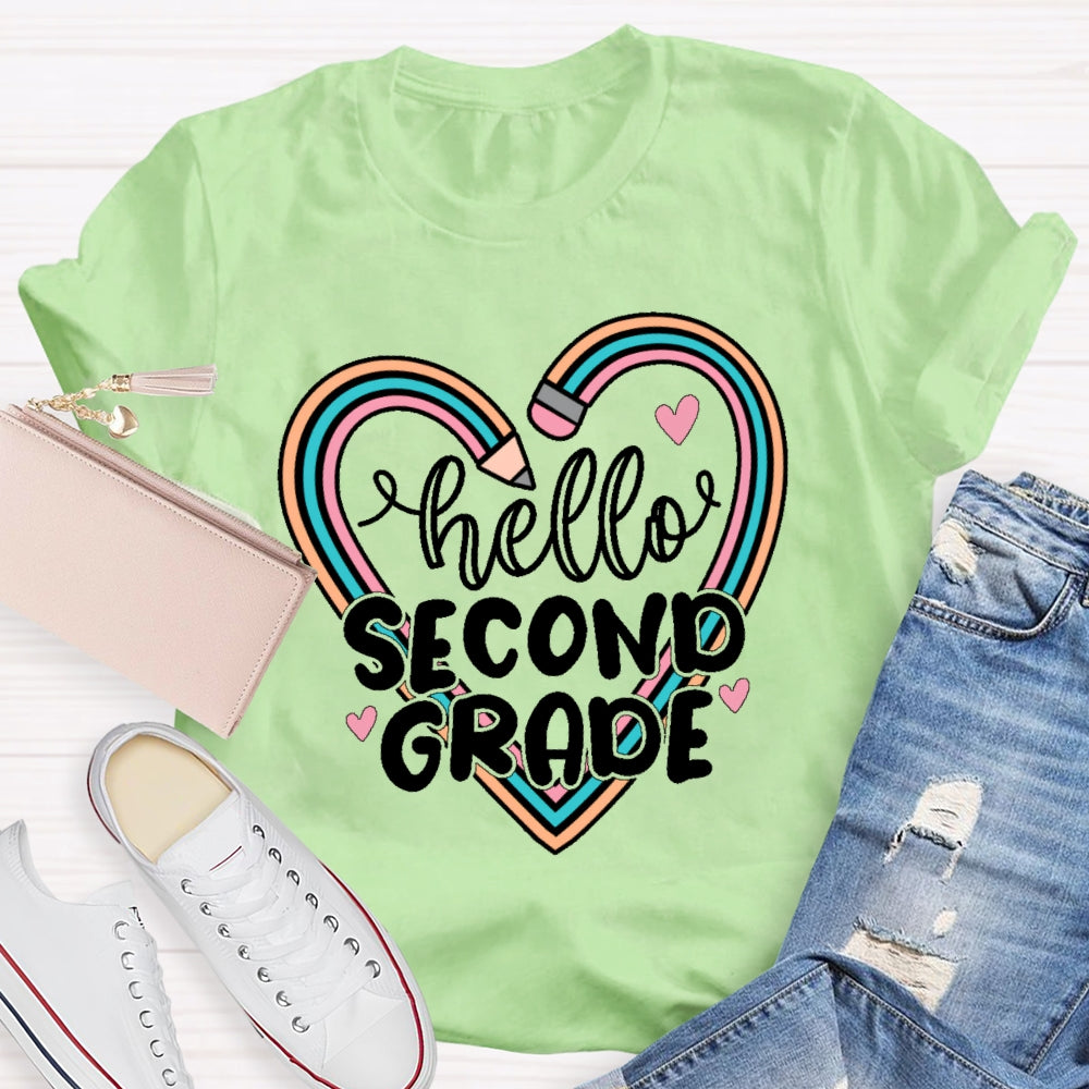 Personalized Grade Hello Second Grade  Funny T-shirt