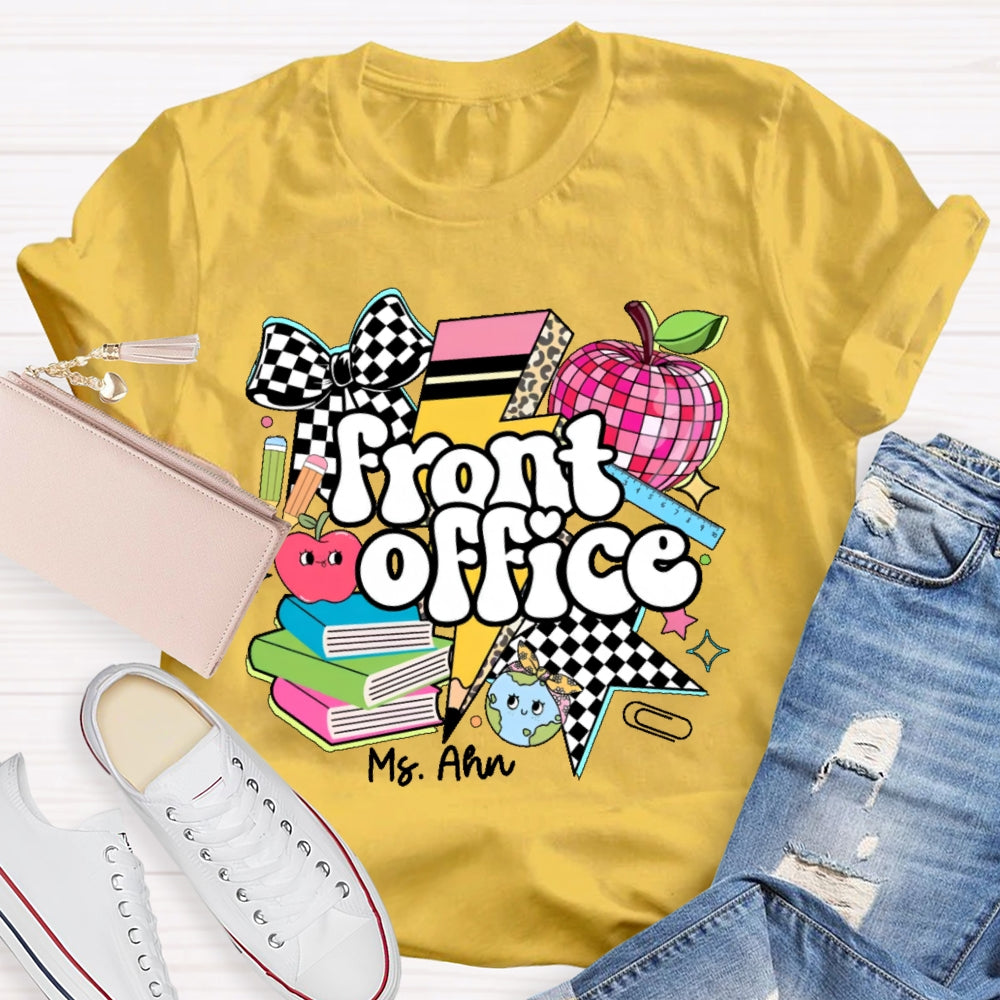Personalized Name Front Office  Letters Funny  T-shirt