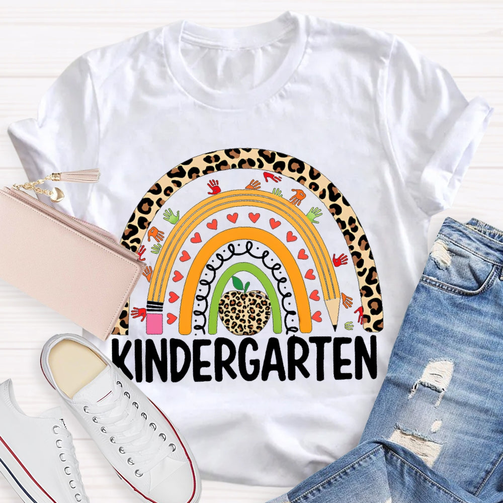 Personalized Design Teachers Grade Leopard Rainbow T-Shirt